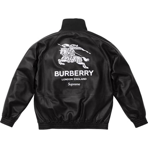 supreme burberry crusher|Burberry leather track jacket.